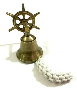 Campana de latón antiguo para decoración del hogar, campana colgante de pared con cuerda para Bar, escuela y barco - Product Image 1