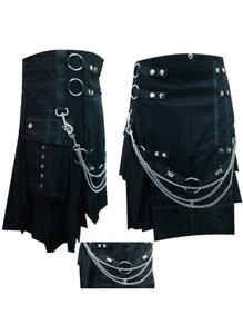 Scottish Hybrid Black & Mecleod of Lewis Tartan Kilt Men Handmade Utility Kilt - Product Image 5