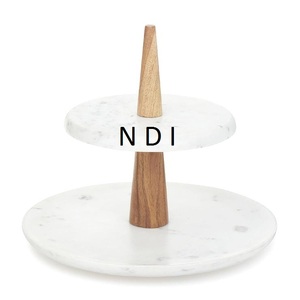 Support à gâteau décoratif en marbre blanc de qualité durable, à 2 niveaux, pour la maison et les hôtels - Product Image 1