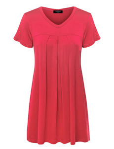 Mini túnica de mujer de alta calidad, con cuello en V Top, manga larga, diseño plisado, suelto, verano, tejido, playa, silueta, Club, informal, Natural - Product Image 3