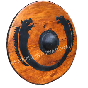Escudo Medieval Diseñador Escudo 24 ''Madera Marrón y Negro Color Escudo Redondo Acero Batalla Recreación Acero Battle Ready escudo. - Product Image 1