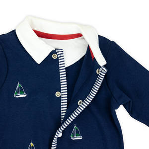 JOYUAN GARMENT MANUFACTURER BR19081014 baby romper - NAVY BLUE DARK SAILOR 2 PIECES snug fit footie pajamas infant NEWBORN - Product Image 3