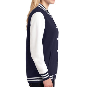 Veste universitaire pour femmes personnalisée OEM Long tissu imprimé solide laine Patch chenille bouton de broderie respirant manches en cuir pour - Product Image 5