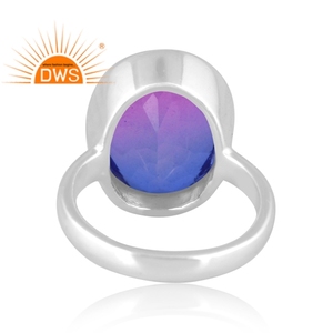 Último diseñador plata fina natural bio turmalina doblete cuarzo piedra preciosa anillo apilable fabricante de joyas - Product Image 4