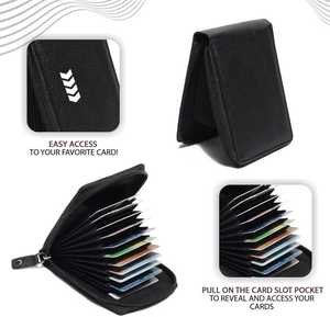 Portatarjetas RFID de cuero genuino informal para hombres y mujeres más vendidos 100% cierre de cremallera de alta calidad billetera corta azul al por mayor - Product Image 6