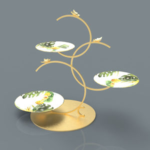 Stainless Steel Gold Plated Royal Luxuries Look Fancy <b>3</b> <b>Tier</b> Cup <b>Cake</b> <b>Stand</b> with Butterfly Concept Metal High Quality <b>Cake</b> <b>Stand</b> - Product Image 1