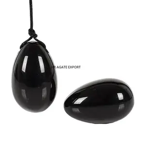 Akik doğal taş toptan siyah obsidyen Yoni yumurta kristal en kaliteli şifa ve enerji yumurtaları