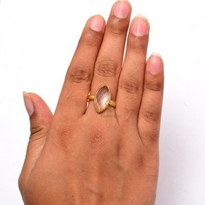 Natural de piedras preciosas de cristal anillo de Plata de Ley 925/Marquesa forma bisel chapado en oro 18k anillo de compromiso para los proveedores al por mayor - Product Image 4