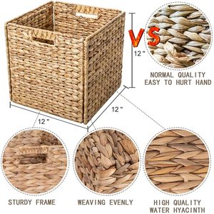 Better Home and Garden Wood and Rattan Cane Weave <b>Storage</b> <b>Basket</b> Hand-Woven <b>Large</b> Rectangular Rattan <b>Basket</b> - Product Image 5