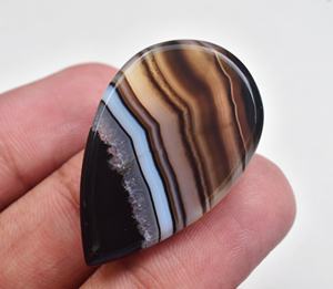 Cabochon en Agate banderole de haute qualité, à facettes, pierres précieuses, forme et taille personnalisés, bien poli, fait à la main - Product Image 4