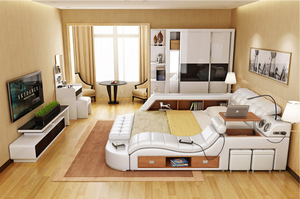 <span class=keywords><strong>Lit</strong></span> double multifonctionnel en cuir, meuble de chambre à coucher moderne, <span class=keywords><strong>lit</strong></span> de massage avec audio, conception - Product Image 4