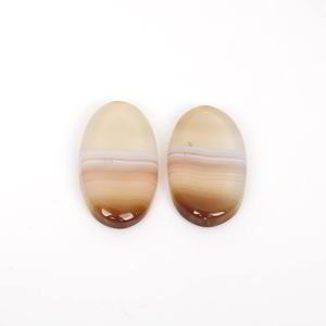 Cabochon ovale et ample, 1 paire de pierres précieuses, 32x17mm, Agate en dentelle brune, de qualité supérieure, pour bijoux - Product Image 1