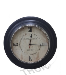 Horloge murale de collection créative, ronde, noire, Base en bois, vintage, silencieuse, article de décoration pour la maison - Product Image 3