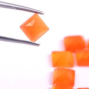 หินคาร์เนเลียนเหลี่ยมเหลี่ยมเพชรพลอยทรงหลวมขนาด6X6มม.,หินเจียร์จากธรรมชาติ - Product Image 1