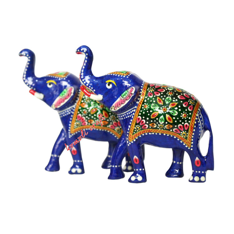 Vibrant Handcrafted Indian Elephant Statues - Colorful Wedding