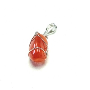 Ágata cornalina roja de alta calidad, colgante envuelto en alambre de 3 lados, colgante de cristal de cuarzo de estilo clásico, collar de piedras preciosas, mayorista - Product Image 5