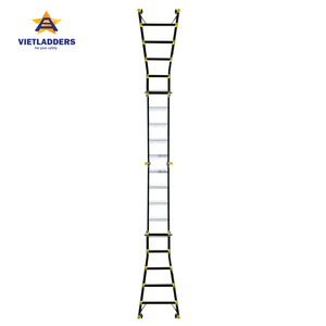 Industrial <b>Foldable</b> Aluminum Alloy Ladders 4 <b>Steps</b> 6FT Extended Height Manual Lock 150kg Capacity <b>Step</b> Ladder Outdoor Warehouse - Product Image 3