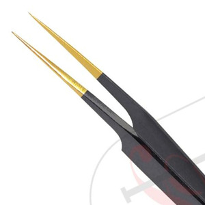 Pincettes professionnelles pour Extension de cils, 12 pièces, droites, noires et à bout doré, pincettes pour Volume et Isolation - Product Image 3