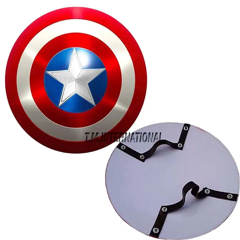 Captain America Shield Metal Cosplay Shield Cosplay Role-Playing Party Props Bouclier médiéval rond de 24 ''pour adultes hommes et femmes.