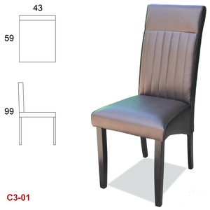 Chaise de salle à manger solide NGYC3, moderne, avec pieds en bois d'hévéa, dossier haut, revêtement en tissu PVC/PU, coussin rembourré, fabrication de qualité supérieure - Product Image 1