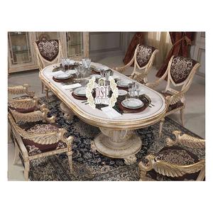 Ensemble de table à manger en teck artisanal traditionnel, dernière collection, doré royal sculpté, durable, 6 places, meubles de salle à manger - Product Image 1