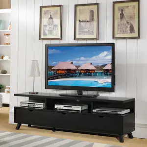 Kcenid — support TV en métal avec trois étagères centraux et trois tiroirs centraux, cacao rouge, nouveau Design, USA