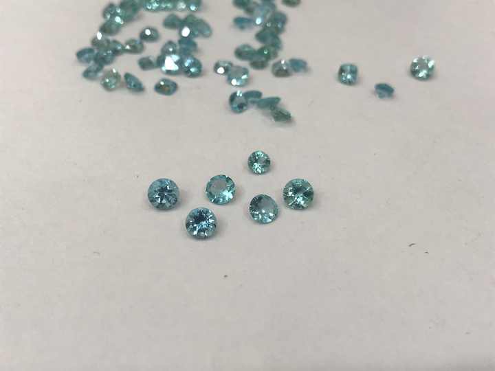 Natural Neon Blue Apatite Round Brilliant Cut Gemstones Crystal Material for Jewelry Making Including Necklace Certified by IGI
