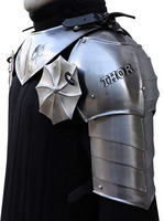 Antique Gothique Guerrier Pauldrons Armure Médiévale En Acier Épaule Paire De Costume En Argent Poli Sport Impression Personnalisée Style Cuir