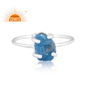 Bague empilable en argent sterling 925 avec apatite néon naturelle pour femme, bijou certifié pour mariage et cadeau de fête - Product Image 2