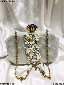 Designer Handmade Resin Evening <b>Bags</b> Unique Stone Patterned Bridal <b>Clutches</b> and <b>Wedding</b> Party Purses Elegant and Stylish - Product Image 6