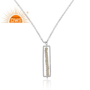 Collar con colgante de plata de ley 925, colgante de piedra lunar de arcoíris, joyería de plata certificada al por mayor - Product Image 2