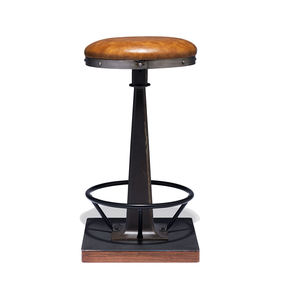 Tabouret de Bar en cuir de style indien, chaise ronde réglable, industriel, - Product Image 3