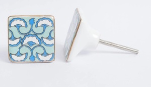 Perillas de cerámica redondas florales pintadas a mano Vintage surtidas para gabinetes de cocina tocador dormitorio Exterior Hoteles - Product Image 6