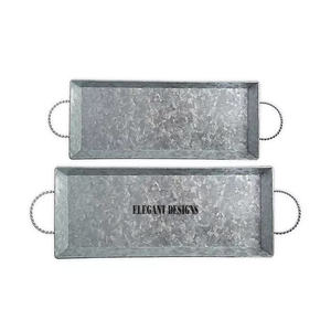 Indio antiguo galvanizado bandeja Rectangular de corte de forma diseñado estilo de moda de Metal galvanizado bandeja - Product Image 3