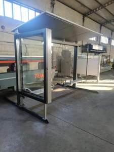 2022 Custom-Shaped High Quality Steel Bus <b>Shelter</b> Modern Style Rectangle Kiosk with Gold <b>Outdoor</b> Advertising LED Lightbox - Product Image 5