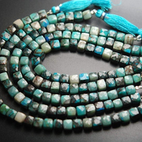 7mm 8mm Natürliche Blau-Grüne Chrysokoll Facettierte Würfel-Edelsteinperlen Strang für Schmuckherstellung Halbedelstein Echte Steine