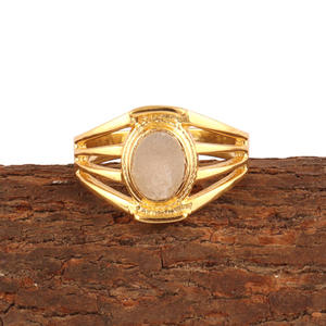 Zeva Jewels 6x8มม. ชุดแหวนคอลเล็ต9ชิ้นจากน้ำตาลขาวน้ำตาลดรูซี่ชุบทอง - Product Image 6