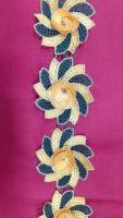 Rubans et lacets brodés sur mesure, fait à la main, couleur bleue, pour les magasins de rubans et de garniture, disponibles en couleurs assorties