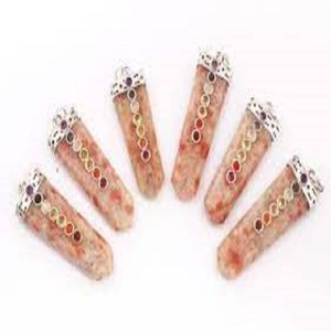 Beautiful High Quality Natural Crystals Sun Stone Chakra Flat pendants wholesale Gemstone Pendants Pendants ;Wholesaler - Product Image 2