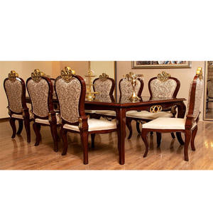 El último juego de mesa de comedor de madera de teca maciza, juego de muebles de comedor hechos a mano de estilo italiano, juego de mesa de comedor de 8 plazas pulido marrón barato - Product Image 1