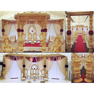 Mandap de mariage en bois artisanal Akshar FIJI – Meilleur prix – Mandap de mariage rond en bois avec couronne – Mandap de mariage en bois avec couronne Australie - Product Image 1