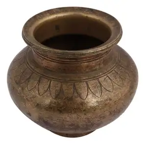 Handmade Traditional Old Brass Pot With Faded Design Used For Worship Home Decor Gift Items Wholesale 5.10 Inches SNP-2203