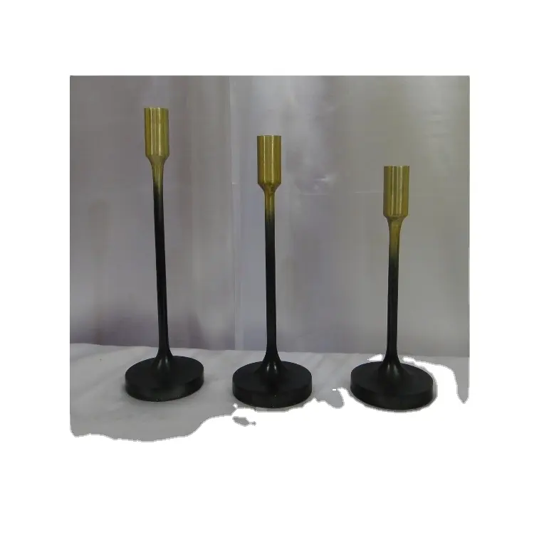 Golden Manufacturer Made Wedding Decoration Table Centerpieces Candle Holder in black and gold finish