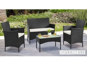 4 Pcs Modern Villa & Park Use Rattan Wicker Double Chairs Table Set with UV Resistant Eco-Friendly Design for Outdoor Furniture - Product Image 5