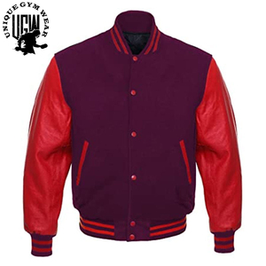 Custom White Wool <b>Varsity</b> <b>Jackets</b> Stand Collar Genuine <b>Black</b> Cow Leather Sleeves Coated Processing - Product Image 5