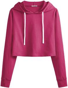 Conjunto de Sudadera con Capucha y Cordón Ajustable para Mujer, 100% Poliéster, Estilo Casual con Estampado, para Invierno, Top Corto para Mujer - Product Image 5