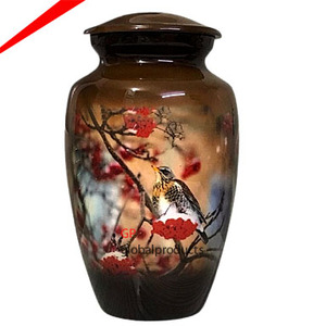 Urnes en céramique les plus belles avec un motif floral imprimé, urnes pour les cendres humaines, urnes de crémation pour adultes - Product Image 1