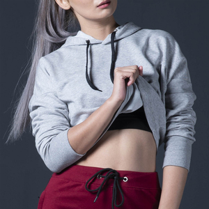 Top corto de felpa de alta calidad para mujer, sudaderas con capucha, nueva moda, logotipo personalizado, talla XS con opciones largas y cortas para Primavera, venta al por mayor - Product Image 1