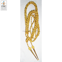 Aiguillette de cérémonie écologique en fil métallique, or et bleu ciel à paillettes, personnalisable, pour uniforme de cadet, cordon d'épaule, cordon d'honneur