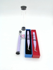 Professionnel meilleur 90 degrés violet poudre revêtement extension de cils pince à épiler diamant poignée argent pointe en acier inoxydable outil de beauté - Product Image 6